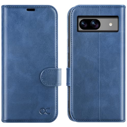 OCASE Google Pixel 8A Hülle PU Leder [Standfunktion] [Kartenfach] [RFID-Sperrung Schützt] Handyhülle Lederhülle Klapphülle Kartenfach Flip Cover für Pixel 8A Handy hülle Leather Hellblau von OCASE