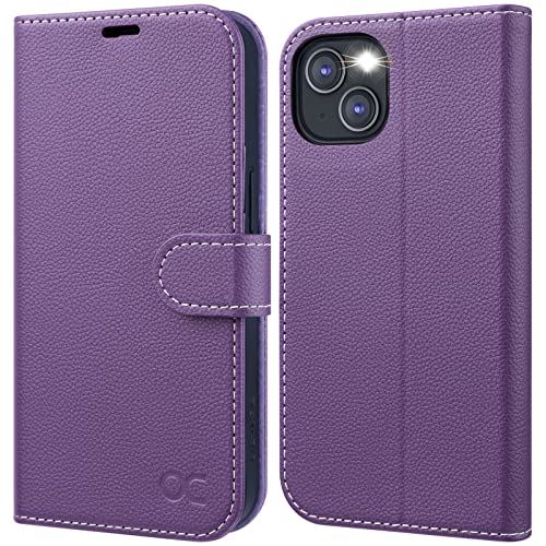 OCASE Handyhülle für iPhone 13 5G Hülle Klappbar [Premium PU Leder] [Kartenfach] [MIT RFID-Schutz] Schutzhülle Klapphülle Tasche Handytasche Wallet Kompatibel mit iPhone 13 5G - Violet Litschi von OCASE