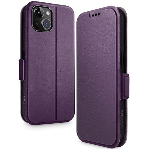 OCASE Handyhülle für iPhone 15 Hülle Premium Leder Klappbar Kartenfach Magnet Standfunktion RFID Schutzhülle für iPhone 15 5G Flip Case Wallet Klapphülle Lederhülle Lila 6,1 Zoll von OCASE