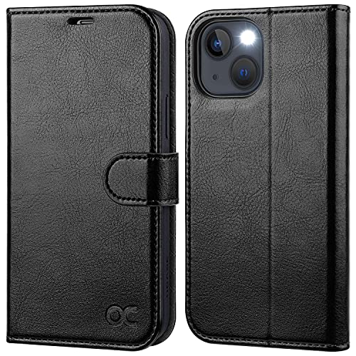 OCASE Handyhülle iPhone 13 Mini Hülle [Premium PU Leder] [Standfunktion] [Kartenfach] [Magnetverschluss] RFID Schutzhülle Klapphülle Lederhülle Tasche Case Etui Kompatibel für iPhone 13 Mini Schwarz von OCASE