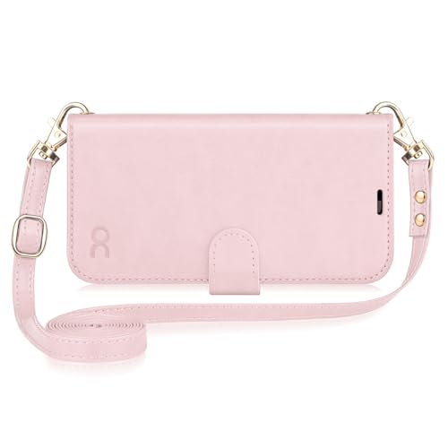 OCASE iPhone 16 Hülle mit Handykette, Band Längenverstellbar, Handyhülle zum Umhängen, Lederhülle mit Kordel Schnur abnehmbar in Pink OCASE iPhone 16 Hülle mit Handykette, Band Längenverstellbar, Handyhülle zum Umhängen, Lederhülle mit Kordel Schnur abnehmbar in Pink von OCASE