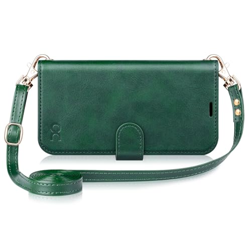 OCASE iPhone 16 Plus Hülle mit Handykette, Band Längenverstellbar, Handyhülle zum Umhängen, Lederhülle mit Kordel Schnur abnehmbar in Dunkelgrün OCASE iPhone 16 Plus Hülle mit Handykette, Band Längenverstellbar, Handyhülle zum Umhängen, Lederhülle mit Kordel Schnur abnehmbar in Dunkelgrün von OCASE