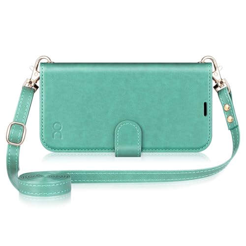 OCASE iPhone 16 Pro Hülle mit Handykette, Band Längenverstellbar, Handyhülle zum Umhängen, Lederhülle mit Kordel Schnur abnehmbar in Grün OCASE iPhone 16 Pro Hülle mit Handykette, Band Längenverstellbar, Handyhülle zum Umhängen, Lederhülle mit Kordel Schnur abnehmbar in Grün von OCASE