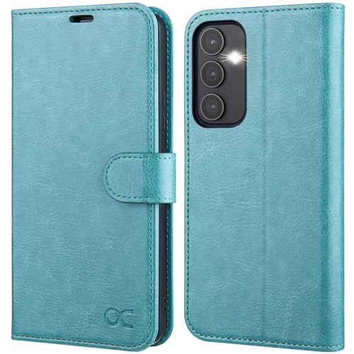 OCASE Hülle Kompatibel für Samsung Galaxy S23 FE 5G Handyhülle[Premium PU Leder] [Kartenfach] [Standfunktion][Magnetverschluss] RFID Schutzhülle Klapphülle Handytasche Lederhülle Etui Cover Blauer See von OCASE