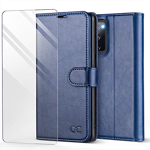 OCASE Hülle Samsung Galaxy S20 FE Handyhülle [Mit S20 FE Schutzfolie] [Premium PU Leder] [Kartenfach] 5G Klapphülle Schutzhülle Etui kompatibel mit Galaxy S20 FE Blau von OCASE