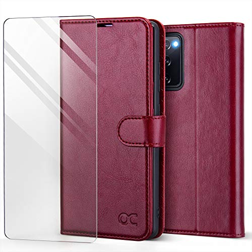 OCASE Hülle Samsung Galaxy S20 FE Handyhülle [Mit S20 FE Schutzfolie] [Premium PU Leder] [Kartenfach] 5G Klapphülle Schutzhülle Etui kompatibel mit Galaxy S20 FE Burgundy von OCASE