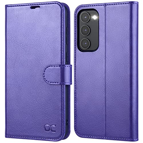 OCASE Hülle Samsung Galaxy S23 Handyhülle [Premium PU Leder] [Kartenfach] [Standfunktion] Cover RFID Schutzhülle Etui Kompatibel für Galaxy S23 Klapphülle Violett 6,1 Zoll von OCASE