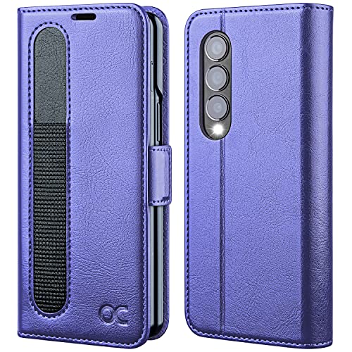 OCASE Hülle Samsung Galaxy Z Fold 4 5G Handyhülle mit [S Pen Halter] [Vorderseite Displayschutz] [Premium PU Leder] [Kartenfach] RFID Schutz Lederhülle Kompatibel für Galaxy Z Fold4 Violett von OCASE