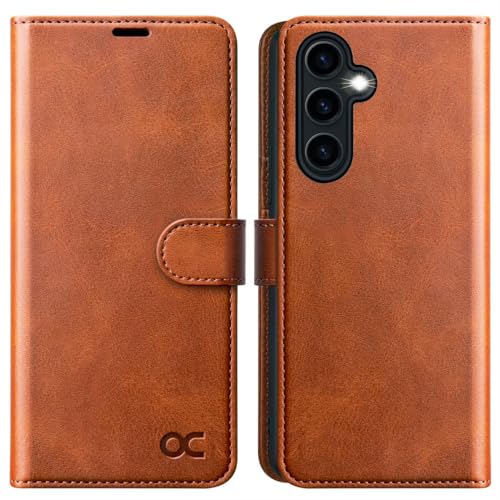 OCASE Hülle für Samsung Galaxy A55 5G Premium Leder Handyülle Klapphülle [Standfunktion] [mit Kartenfach ] [RFID Sperrung Schützt] Stoßfest Schutzhülle Lederhülle Klapphülle Tasche Braun von OCASE