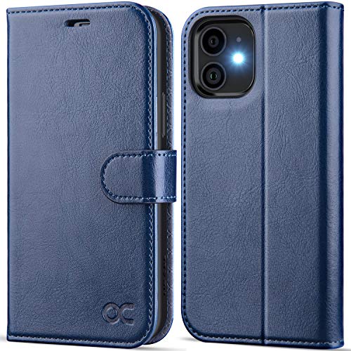 OCASE Hülle iPhone 12 Handyhülle iPhone 12 Pro Hülle [Premium PU Leder] [Kartenfach] [Magnetverschluss] Lederhülle RFID Schutzhülle Klapphülle Case Cover Etui Kompatibel für iPhone 12/12Pro Blau von OCASE