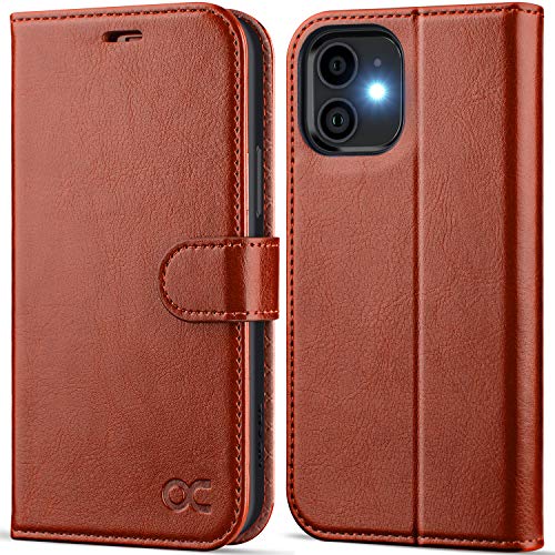 OCASE Hülle iPhone 12 Handyhülle iPhone 12 Pro Hülle [Premium PU Leder] [Kartenfach] [Magnetverschluss] Lederhülle RFID Schutzhülle Klapphülle Case Cover Etui Kompatibel für iPhone 12/12Pro Braun von OCASE