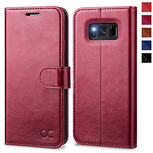 OCASE Samsung Galaxy S8 Hülle, Handyhülle Samsung Galaxy S8 [Premium Leder] [Standfunktion] [Kartenfach] [Magnetverschluss] Schlanke Leder Brieftasche für Samsung Galaxy S8 (5,8 Zoll) (Burgundy) von OCASE