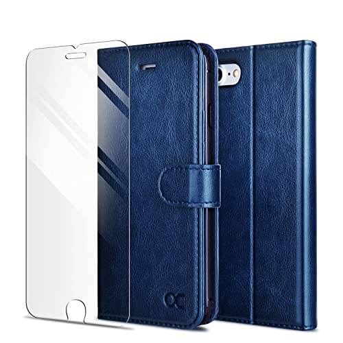 OCASE für iPhone SE 2022 5G Hülle iPhone 7/8/SE 2020 Handyhülle [mit Schutzfolie] [Premium Leder] Schutzhülle Klapphülle Handytasche Etui für iPhone SE 5G 3rd Generation Blau von OCASE