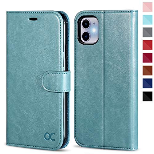 OCASE iPhone 11 Hülle Handyhülle [Premium Leder] [Standfunktion] [Kartenfach] [Magnetverschluss] Tasche Flip Case Cover Etui Schutzhülle lederhülle klapphülle für iPhone 11 (Minzgrün) von OCASE