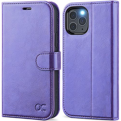 OCASE iPhone 12 Hülle iPhone 12 Pro Handyhülle [Premium PU Leder] [Kartenfach] [Magnetverschluss] Lederhülle RFID Schutzhülle Klapphülle Case Cover Etui Kompatibel für iPhone 12/12Pro (Violett) von OCASE