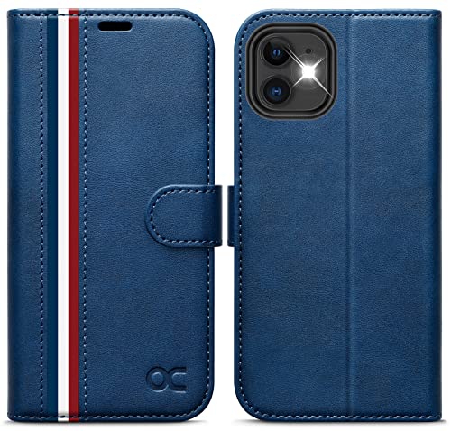 OCASE iPhone 12 Hülle iPhone 12 Pro Handyhülle [Premium PU Leder] [Kartenfach] [Magnetverschluss] Lederhülle RFID Schutzhülle Klapphülle Case Cover Etui Kompatibel für iPhone 12/12Pro Stilvoll Blau von OCASE