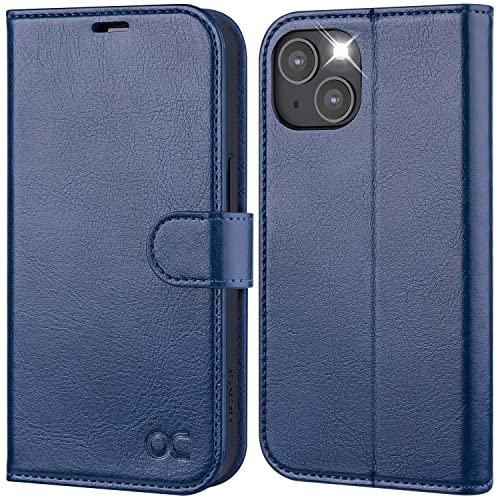 OCASE iPhone 14 Hülle Handyhülle [Premium PU Leder] [Kartenfach] [Magnetverschluss] RFID Schutzhülle Klapphülle Handytasche Lederhülle Tasche Etui Kompatibel für iPhone 14 (6,1 Zoll) Blau von OCASE