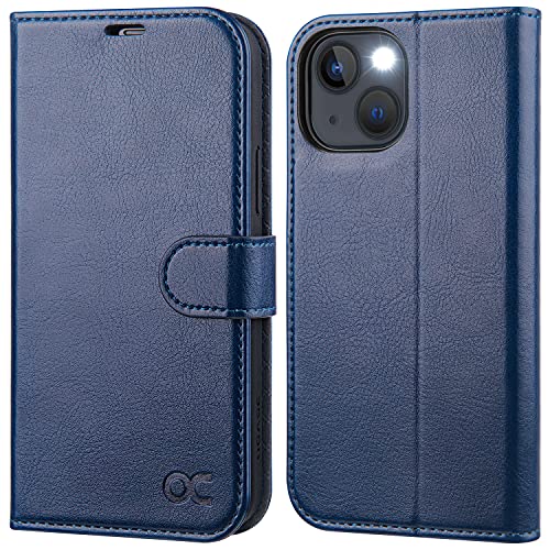 OCASE iPhone 14 Plus Hülle Handyhülle [Premium PU Leder] [Kartenfach] [Magnetverschluss] RFID Schutzhülle Klapphülle Handytasche Lederhülle Tasche Etui Kompatibel für iPhone 14 Plus Blau von OCASE