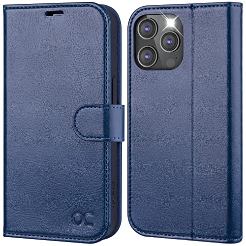 OCASE iPhone 14 Pro Hülle Handyhülle [Premium PU Leder] [Kartenfach] [Magnetverschluss] RFID Schutzhülle Klapphülle Handytasche Lederhülle Tasche Etui Kompatibel für iPhone 14 Pro Blau von OCASE