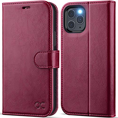 OCASE iPhone 14 Pro Hülle Handyhülle [Premium PU Leder] [Kartenfach] [Magnetverschluss] RFID Schutzhülle Klapphülle Handytasche Lederhülle Tasche Etui Kompatibel für iPhone 14 Pro Burgundy von OCASE