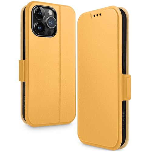 OCASE iPhone 15 Pro Max Hülle Flip Wallet Handyhülle PU Leder Tasche Case Kartensteckplätzen Schutzhülle Lederhülle mit iPhone 15 Pro Max Gelb 6,7 Zoll von OCASE