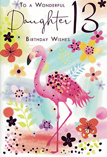 Geburtstagskarte zum 13. Geburtstag, Motiv: Tochter 13. Geburtstag, Pink Flamingo 22,9 x 15,2 cm OE von OCCASIONS EXPRESS