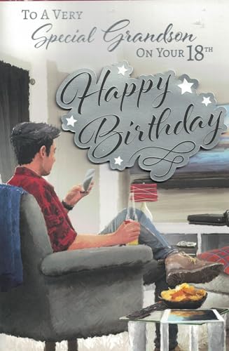 Geburtstagskarte zum 18. Geburtstag für Enkelsohn, modernes Design mit Silberfolien-Schriftzug Geburtstagskarte zum 18. Geburtstag für Enkelsohn, modernes Design mit Silberfolien-Schriftzug von OCCASIONS EXPRESS