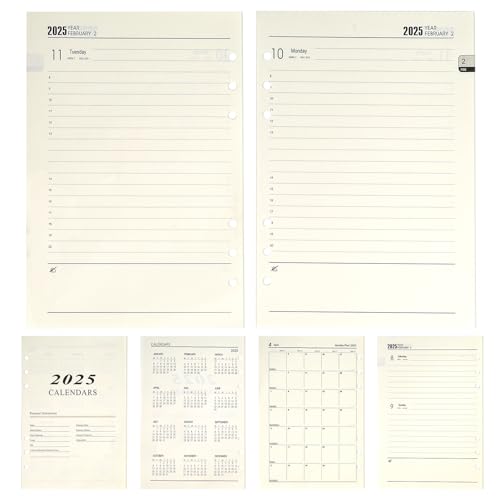2025 Wochenplaner Einlage A5, 2025 Wochenplaner Einlage A5 6 Löcher, 176 Seiten Kalendereinlage 2025, 139x206mm Nachfüllpapier für Planer, Tagebücher, DIY-Projekte von OCCOUMR