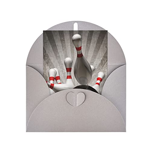 OCELIO Grußkarte für alle Anlässe – Blanko-Karte mit Umschlag, Perlpapier, Urlaubsgrußkarte, 10,2 x 15,2 cm, Sport Bowling Ballgray von OCELIO