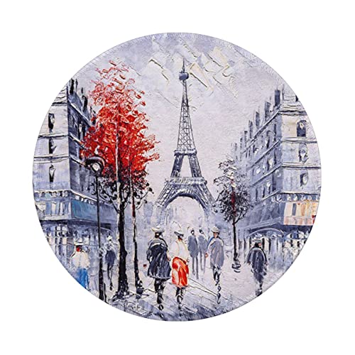 Paris City Tree Eiffelturm Kunst rundes Mauspad, rutschfeste Gummiunterseite, kleines Mauspad, geeignet für Spiele, Computer Laptop, 20 x 20 cm. von OCELIO