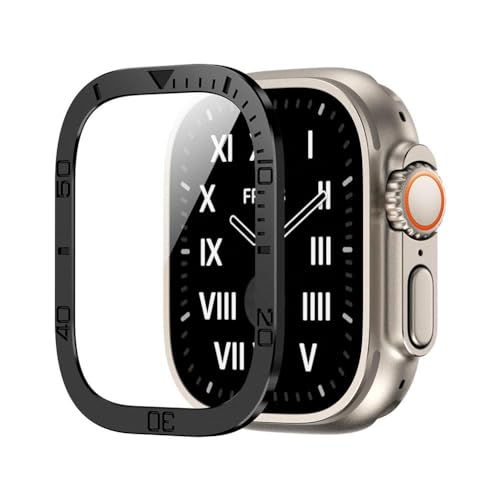 OCKULT Displayschutzfolie für Apple Watch Ultra 1/2, 9H gehärtetes Glas, Titanlegierung, Rahmen, Schutzglasfolie für Apple Watch Ultra 1/2, Sensitive Touch, 9H für Apple Watch Ultra 1/2 49 mm von OCKULT
