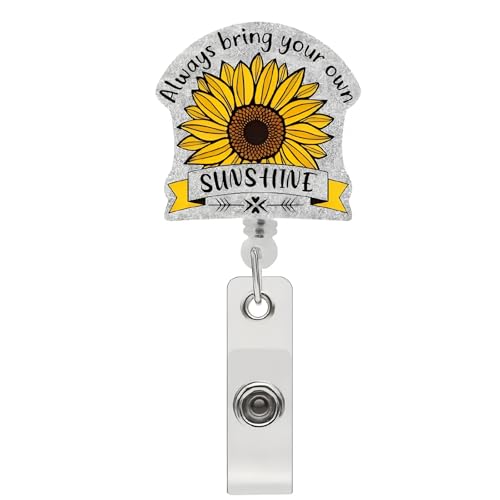 Always Bring Your Own Sunshine Sunflower Badge Clip Cute Funny Badge Reels Retractable Name Badge Reel Glitter Badge Clip Spring Summer Retractable Holders ID for Nurse Doctor Student Office Gifts Always Bring Your Own Sunshine Sunflower Badge Clip Cute Funny Badge Reels Retractable Name Badge Reel Glitter Badge Clip Spring Summer Retractable Holders ID for Nurse Doctor Student Office Gifts von OCOUYVD