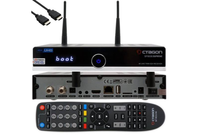 OCTAGON SF8008 4K SUPREME UHD E2 DVB-S2X Linux PVR Twin Sat Receiver mit 500GB SAT-Receiver von OCTAGON