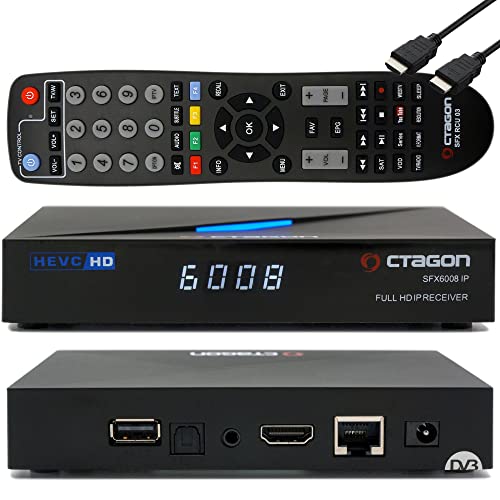 OCTAGON SFX6008 IP H.265 HEVC Full-HD E2 Linux Set-Top Box & Smart Receiver, Internet TV Receiver mit Sat to IP TV Client Support, DLNA, YouTube, Web-Radio, EasyMouse HDMI-Kabel von OCTAGON