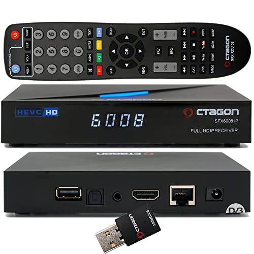 OCTAGON SFX6008 IP WL Full-HD H.265 HEVC, E2 Linux Set-Top Box & Smart Internet TV Receiver, Sat to IP TV Client Support, DLNA, YouTube, Web-Radio, 300Mbit WiFi, HDMI von OCTAGON