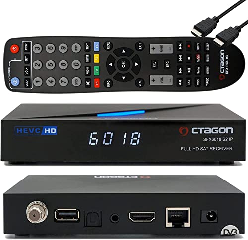 OCTAGON SFX6018 S2+IP 1x DVB-S2 HD H.265 HEVC, E2 Linux Smart Receiver, Satelliten Receiver, Aufnahmefunktion, Kartenleser, YouTube, Web-Radio, HDMI, schwarz von OCTAGON