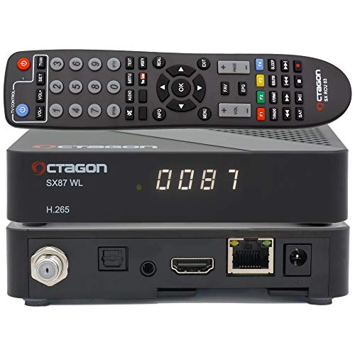 OCTAGON SX87 HD WL H.265 S2+IP HEVC Set-Top Box Kartenleser, Mediaplayer, DLNA, YouTube, Web-Radio, USB PVR, 150Mbits WiFi + HDMI Kabel von OCTAGON