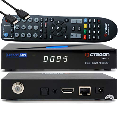 OCTAGON SX89 WL HD H.265 S2+IP HEVC Set-Top Box - DVB-S2 Smart Sat TV Receiver, Kartenleser, Mediaplayer, Mediathek, YouTube, Web-Radio, USB PVR, 150Mbit WiFi + EasyMouse HDMI (mit Sat Tuner) von OCTAGON