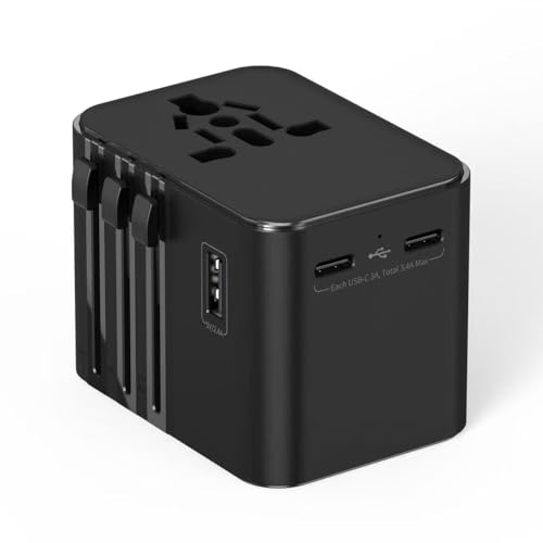 2025 Neueste Reiseadapter Weltweit, Universal Reisestecker mit 1 USB A und 2 USB C,Internationaler Stecker Traval Adapter für Deutschland USA England Australien Japan,Travel Essentials 2025 Neueste Reiseadapter Weltweit, Universal Reisestecker mit 1 USB A und 2 USB C,Internationaler Stecker Traval Adapter für Deutschland USA England Australien Japan,Travel Essentials von OCTFUL