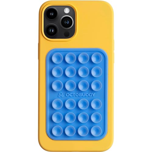 OCTOBUDDY || Silikon-Saugnapf-Telefonhülle mit Klebehalterung || Kompatibel mit iPhone und Android Handyhüllen, rutschfeste Freisprecheinrichtung für Selfies und Videos (Baby Blue Jay) von OCTOBUDDY