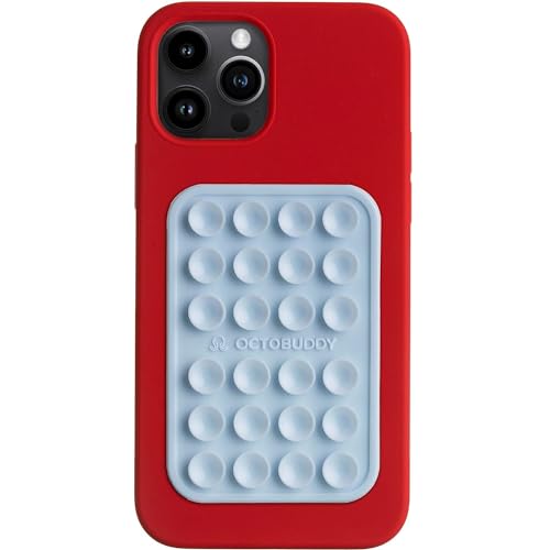 OCTOBUDDY || Silikon-Saugnapf-Telefonhülle mit Klebehalterung || Kompatibel mit iPhone und Android Handyhüllen, rutschfeste Freisprecheinrichtung für Selfies und Videos (Babyblau) von OCTOBUDDY