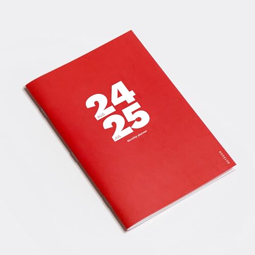 2024/2025 Big Monthly Planner - Monatsplaner - 12 Monate, August 2024 / Juli 2025-4 Seiten für Notizen, weicher Einband, Rot, Octagon Design von OD OCTÀGONDESIGN