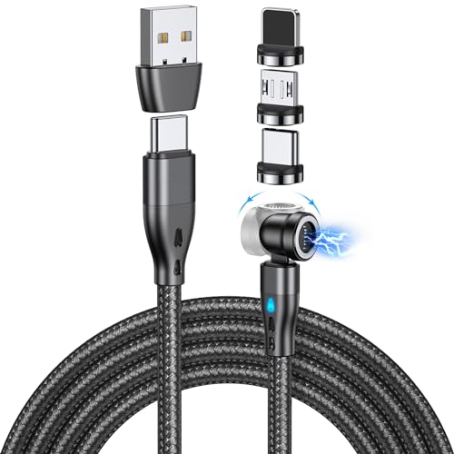 ODDADD Magnet Ladekabel USB C Schnellladen, 7Pin PD60W USB C Ladekabel Magnetisch 2M, 6 in 1 USB C/A Magnetisches Kabel 180° Drehbar Magnet Datenkabel für Typ C/Micro/i-Produkt/Samsun/Huawe/Xiaom1 von ODDADD