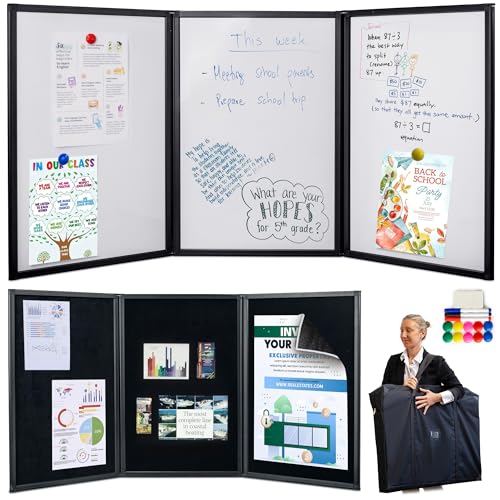 Tri-Fold-Panel-Display-Board | Magnetisches Whiteboard | Tri-Fold-Trockenlöschtafeln für Projekte | Mit Magneten, Radiergummi und Markern | Präsentationstafeln mit Tasche | Tri-Fold-Display-Board Tri-Fold-Panel-Display-Board | Magnetisches Whiteboard | Tri-Fold-Trockenlöschtafeln für Projekte | Mit Magneten, Radiergummi und Markern | Präsentationstafeln mit Tasche | Tri-Fold-Display-Board von ODOXIA