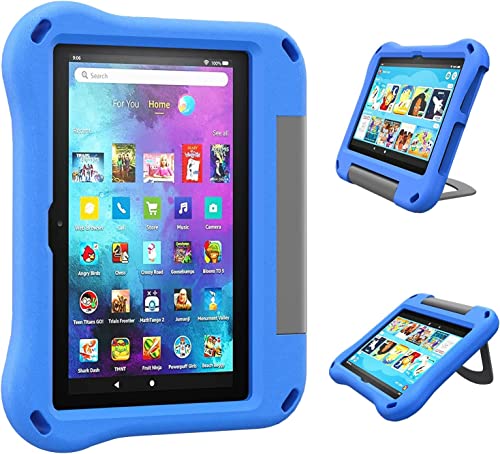 Fire 7 Tablet-Schutzhülle für Kinder (12. Generation, Version 2022), Amazon Kindle Fire 7, 17,8 cm (7 Zoll), Multi-Winkeleinstellung, stoßfest, mit Griff, nicht kompatibel mit iPad Samsung (Blau) von ODQQDO