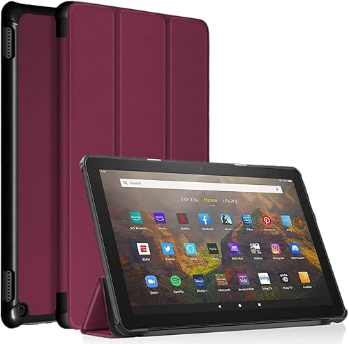 ODQQDO 11-Zoll-Tablet-Hülle 2023 Smart Case mit Auto Schlaf/Wach Ständer Schutzhülle Flip Cover,Nicht verfügbar für ipad 10.2(Wine Red) von ODQQDO