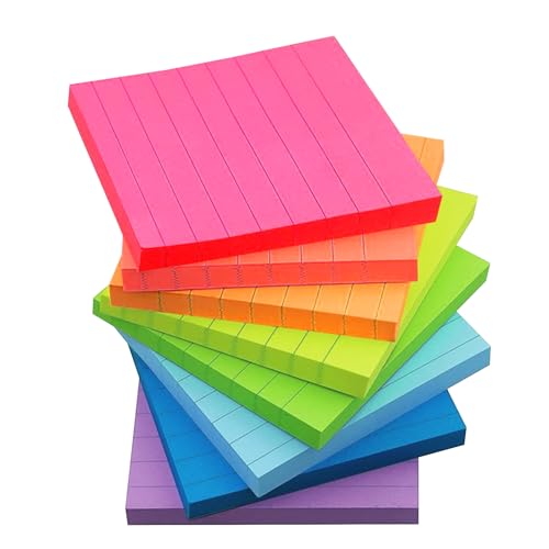 OEEYYT Haftnotizen Bunt Klebezettel Selbstklebende 76X76 Mm, Sticky Notes Zum Markieren Von Seiten, Wiederaufklebbar, für Büro Zuhause Schule Sitzung (Fluoreszierend 8 Stück Unterstrichen) von OEEYYT