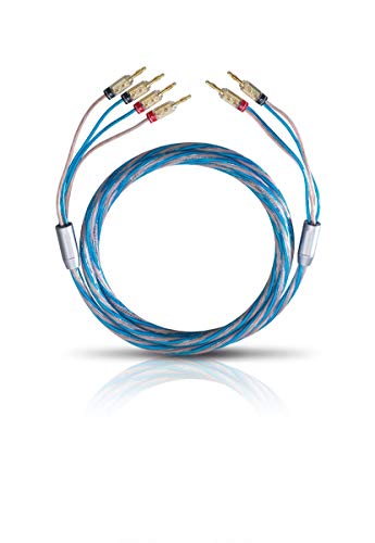 OEHLBACH Bi Tech 4B 200 - Lautsprecherkabel-Set Bi-Wiring versilbert 2x2,5/2x4,0 mm² mit Banana-Verbinder - 2 x 2 m - blau/kupfer von OEHLBACH