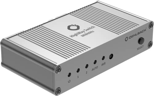 OEHLBACH Highway Switch 8K - HDMI 2.1 Umschalter - 2 In 1 Out HDMI-Adapter mit Fernbedienung (4K 120Hz, 8K 60Hz, 48Gbits, VRR, Dolby Vision, Atmos, HDR10, HDCP 2.3) - Silber matt von OEHLBACH