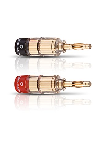 OEHLBACH Solution Banana - Erstklassige Bananenstecker für Kabel bis 6mm² - rot/schwarz Kennzeichnung, Crimp-System - 4 Stück - gold von OEHLBACH